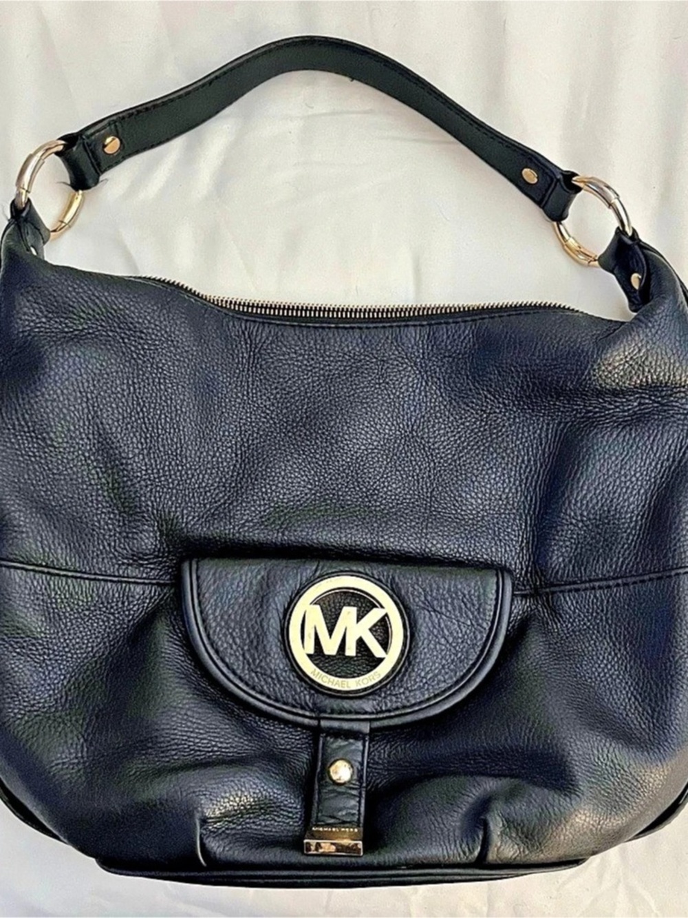 Michael Kors Fulton Large Pebbled Leather Hobo Bag Black